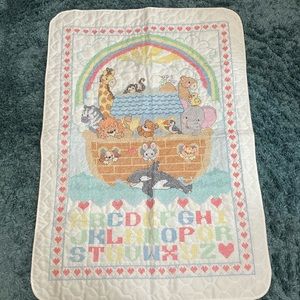 Noah’s Arc Cross-Stitched Quilted Blankie